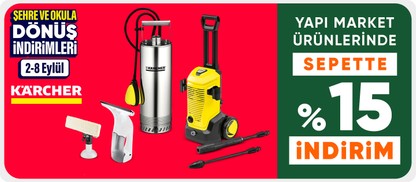 Karcher Markalı Ürünlerde Sepette %15 İndirim 
