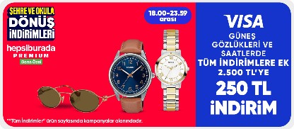 Güneş gözlüklerinde tüm indirimlere ek 2.500 TL'ye 250 TL indirim