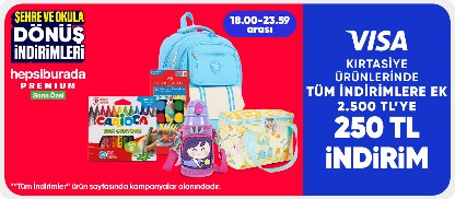 Kırtasiye ürünlerinde tüm indirimlere ek 2.500 TL'ye 250 TL indirim