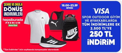"Spor outdoor giyim ve ayakkabılarda tüm indirimlere ek 2.500 TL'ye 250 TL indirim Acele et kaçırma "