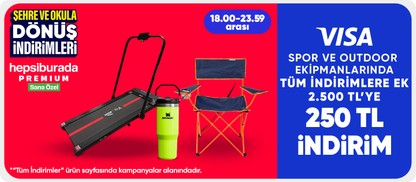 Spor ve outdoor ekipman ürünlerinde 2.500 TL'ye 250 TL indirim