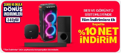 Ses ve Görüntü Sistemlerinde Sepette %10 Net İndirim!