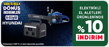 Hyundai Markalı Elektrikli El Aletleri  Ürünlerinde 1500 TL'ye %10 İndirim