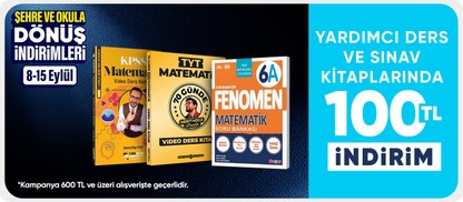 Yardımcı ders ve sınav kitaplarında  100 TL indirim