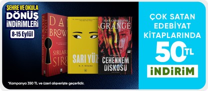 Çok satan edebiyat kitaplarında  50 TL indirim