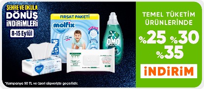 Temel tüketim ürünlerinde  %25 %30 %35 indirim
