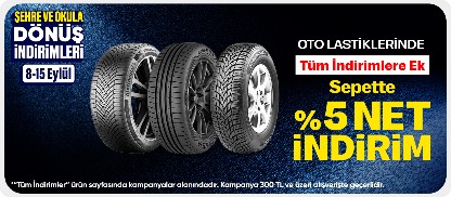 Oto Lastiklerde 300 TL Üzeri Sepette %5 indirim