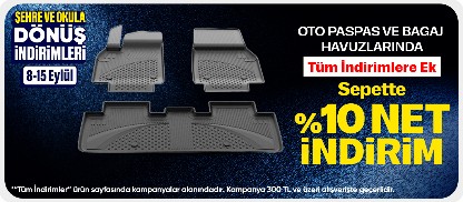 Oto Paspas ve Bagaj Havuzunda 300 TL Üzerine %10 İndirim