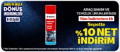 Araç Bakım Temizlik Ürünlerinde 300 TL Üzerine Sepette 10% İndirim