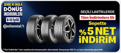 Seçili Continental Lastiklerde 300 TL Üzeri Sepette %5 indirim