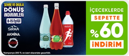 İçeceklerde sepette %60 indirim*