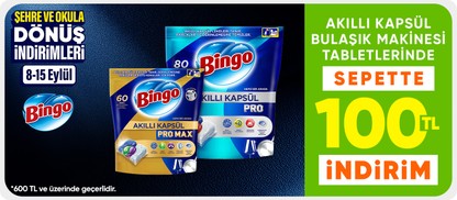 Akıllı kapsül bulaşık makinesi tabletlerinde  sepette 100 TL indirim*