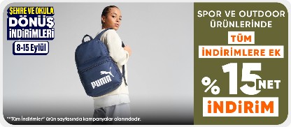 "Spor & Outdoor Ürünlerinde Tüm İndirimlere Ek %15 İndirim"