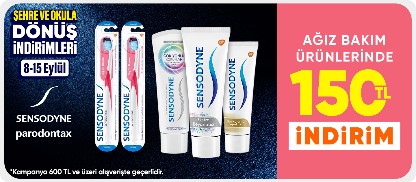 Sensodyne & Parodontax ürünlerinde 600TL'ye 150TL