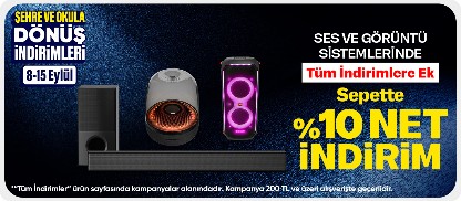 Ses ve Görüntü Sistemlerinde Sepette %10 Net İndirim!