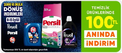 Temizlik ürünlerinde 100 TL anında indirim*
