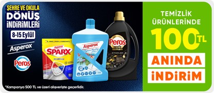 Temizlik ürünlerinde 100 TL anında indirim*