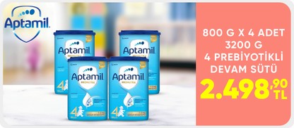 Aptamil 4 Prebiyotikli Devam Sütü 800 Gr x 4 Adet 3200 Gr 2.498,90 TL