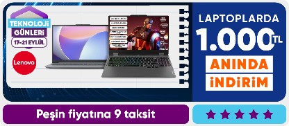 Lenovo Laptoplarda 1000TL Kupon Fırsatı