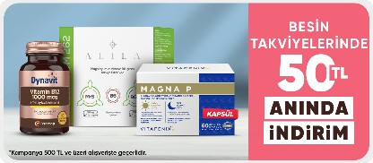 Besin Takviyelerinde 500 TL'ye 50 TL Kupon Fırsatı