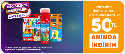 Kırtasiye Ürünlerinde Tüm İndirimlere Ek 400 TL'ye 50 TL Kupon