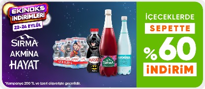 İçeceklerde  sepette %60 indirim*