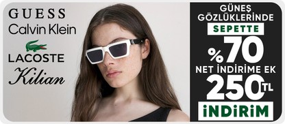 Guess,Calvin Klein,Lacoste,Kilian Gözlüklerde Sepette %70 Net İndirime Ek 250 TL İndirim