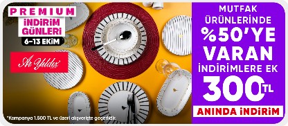 Aryıldız ürünlerinde %50'ye varan indirime ek 1500e 300 TL Kupon
