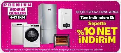 Seçili Beyaz Eşyalarda Sepette %10 Net İndirim!