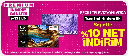 Seçili Televizyonlarda %10 Sepet İndirimi