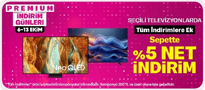Seçili Televizyonlarda Sepette %5 Net İndirim!