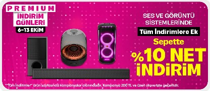 Ses ve Görüntü Sistemlerinde Sepette %10 Net İndirim!