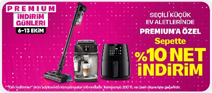 Premium'a Özel Seçili Küçük Ev Aletlerinde Sepette %10 İndirim!