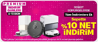 Premium'a Özel Robot Süpürgelerde Sepette %10 İndirim!