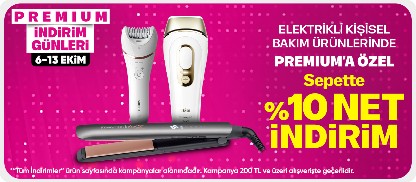 Premium'a Özel Elektrikli Kişisel Bakım Ürünlerinde Sepette %10 İndirim!