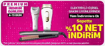 Premium'a Özel Elektrikli Kişisel Bakım Ürünlerinde Sepette %10 İndirim!