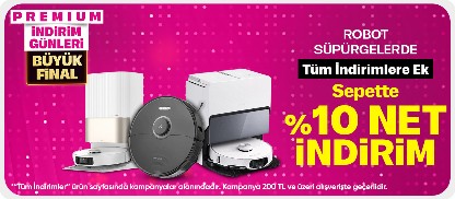 Premium'a Özel Robot Süpürgelerde Sepette %10 İndirim!