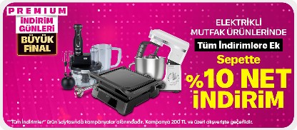 Premium'a Özel Elektrikli Mutfak Ürünlerinde Sepette %10 İndirim