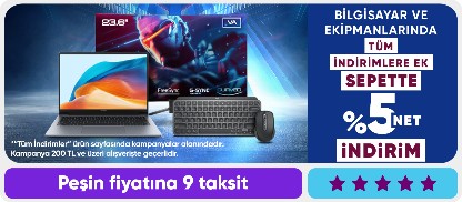 Bilgisayar ve Ekipmanlarında Tüm İndirimlere Ek Sepette %5 net İndirim