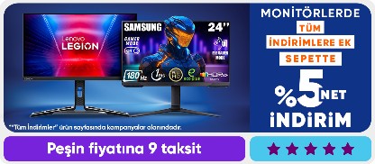 Monitörlerde Tüm İndirimlere Ek Sepette %5 Net İndirim
