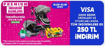 Anne Bebek Ürünlerde ve Oyuncaklarda 2.500 TL'ye 250 TL indirim