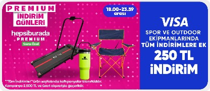 Spor ve outdoor ekipman ürünlerinde 2.500 TL'ye 250 TL indirim