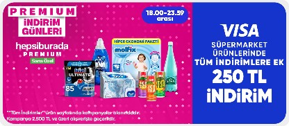 Süpermarket Ürünlerinde Premium’a özel Tüm İndirimlere Ek 250 TL indirim