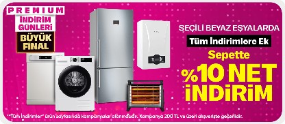 Seçili Beyaz Eşyalarda Sepette %10 Net İndirim!