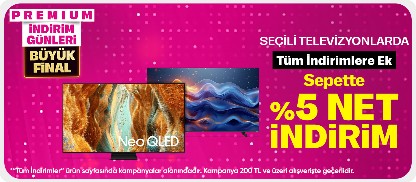 Seçili Televizyonlarda Sepette %5 Net İndirim!