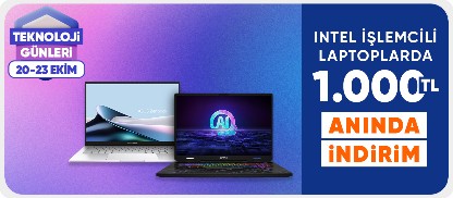 Intel İşlemcili Laptoplarda 1000TL Kupon Fırsatı