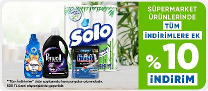 Süpermarket ürünlerinde tüm indirimlere ek 500 TL'ye %10 indirim 