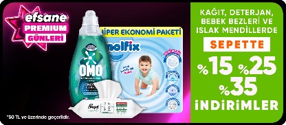 Kağıt, Deterjan, Bebek Bezleri ve Islak Mendillerde Sepette %15 %25 %35 İndirimler (CMS)