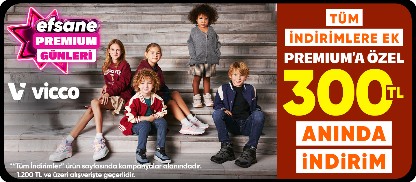 Vicco İndirimlere ek premiuma özel 1200 TL'ye 300 TL kupon indirimi