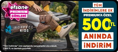 Hopfrög Kidsİndirimlere ek premiuma özel 2500 TL'ye 500 TL kupon indirimi